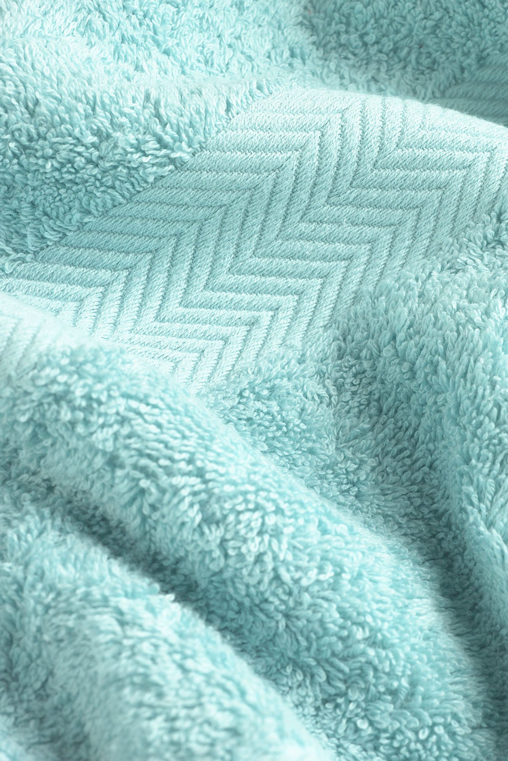 Luxor 600 GSM Duck-Egg Blue Chevron Towels Combed Cotton Face, Hand, Bath & Bath Sheet Sets - Image 3