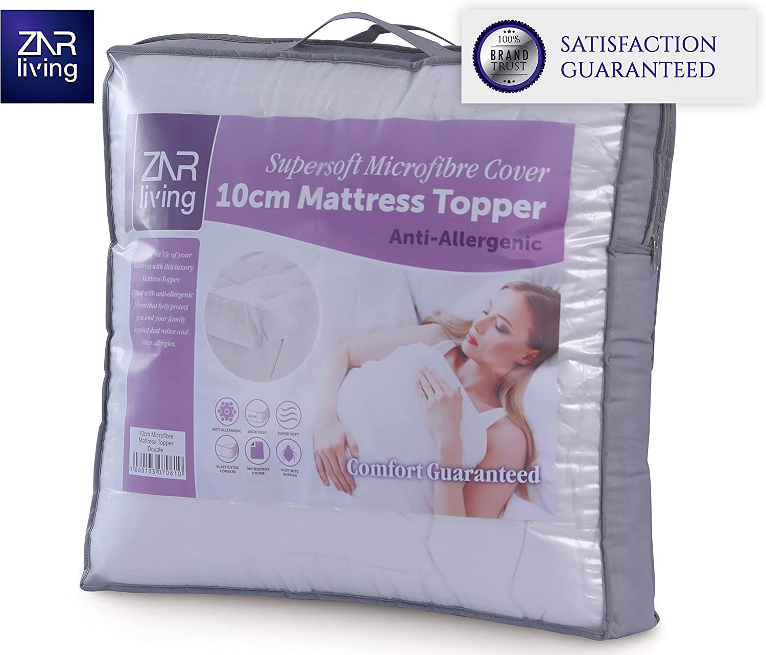 Extra Thick Mattress Topper 10cm Deep Anti Allergy Double or King