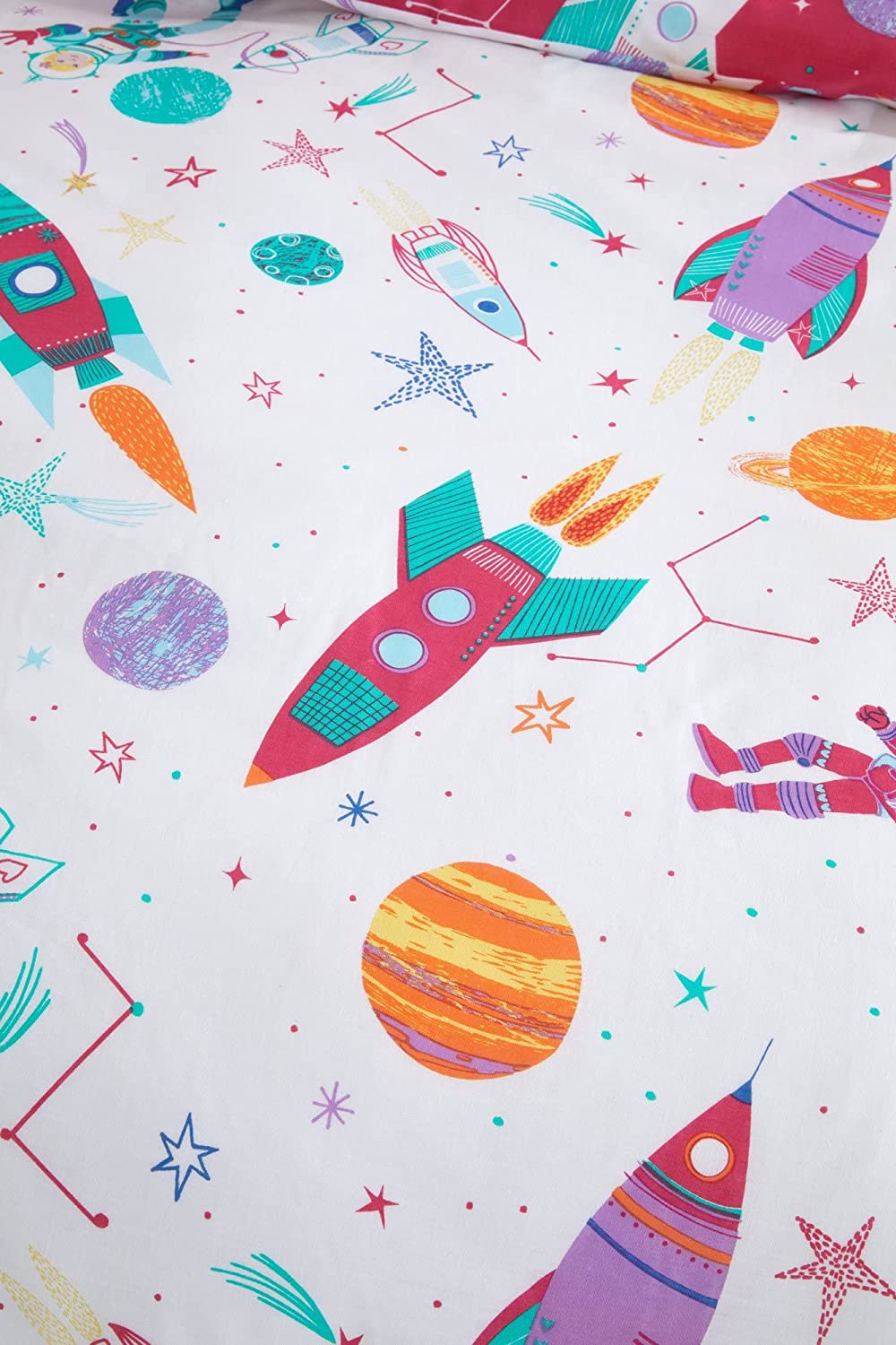 Girl Astronaut Glow in the Dark Quilt Cover Set in Pink Single Bed - Image 5