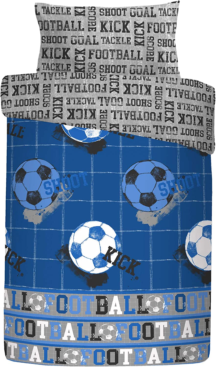 Football Duvet Cover Sets Blue Single Bed & Double bed Kids Duvets
