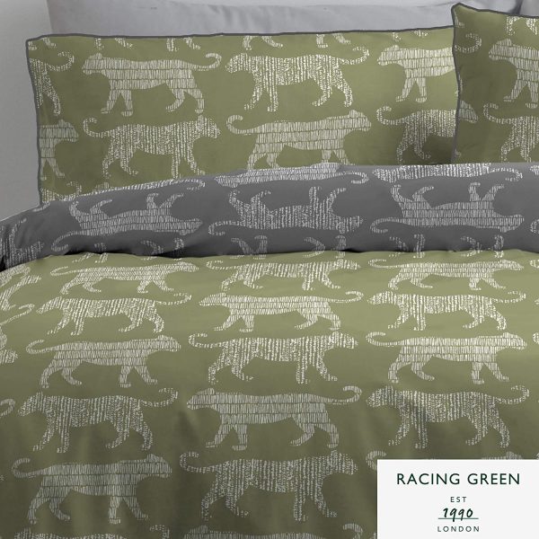 Leopard Single Bed Cover Set Grey & Green Duvet Cover Set