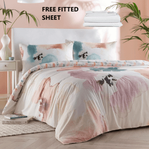 SUSTAINABLE DUVET COVER WITH FREE FITTED SHEET