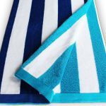 beach towel blue and white stripe reversible teal stripe