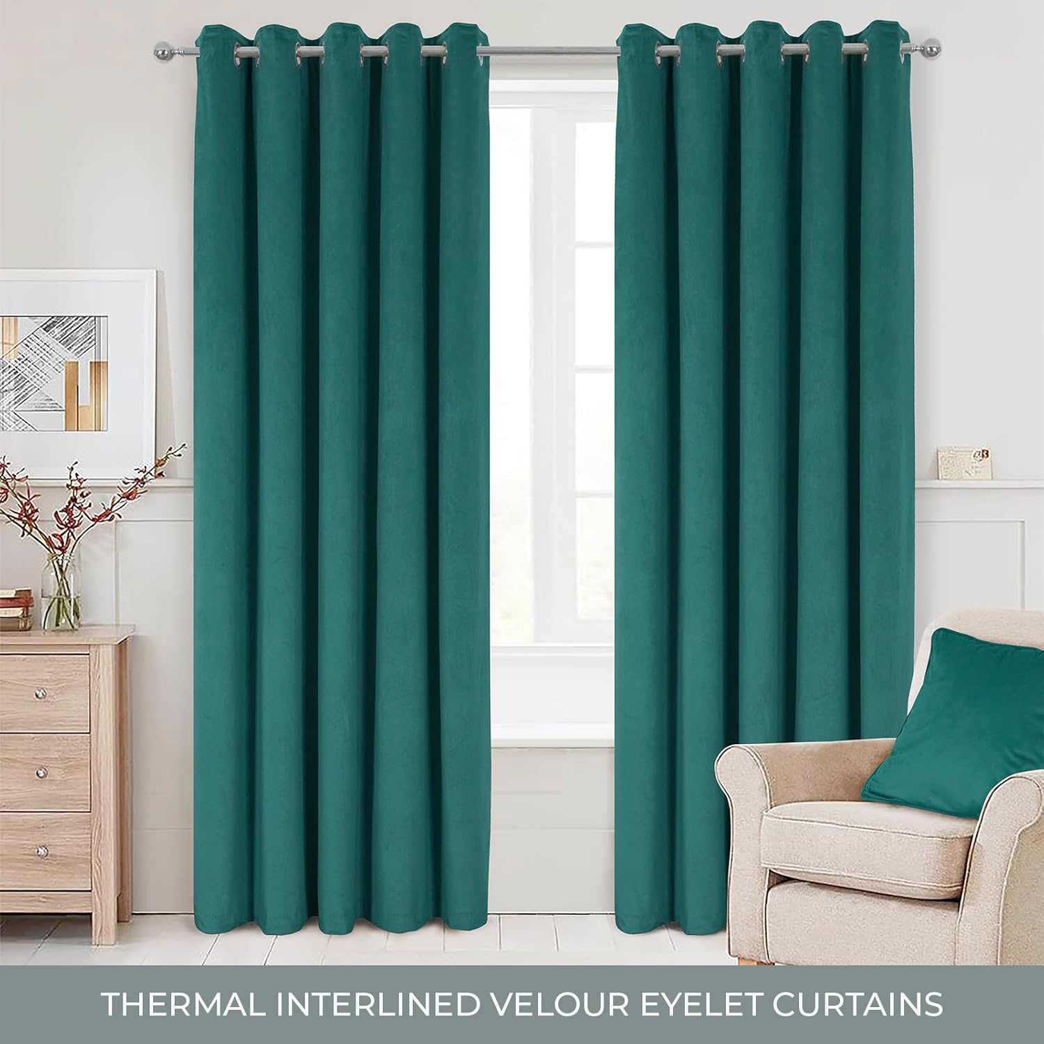 dark green ring top curtains