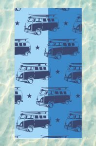 VW CAMPER VAN BEACH TOWEL SWIM TOWEL IN BLUE
