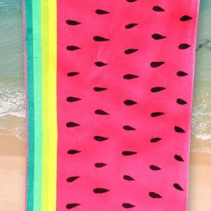 Oversized pink watermelon beach towel 82x165cm 100% cotton for summer, pool, or holiday