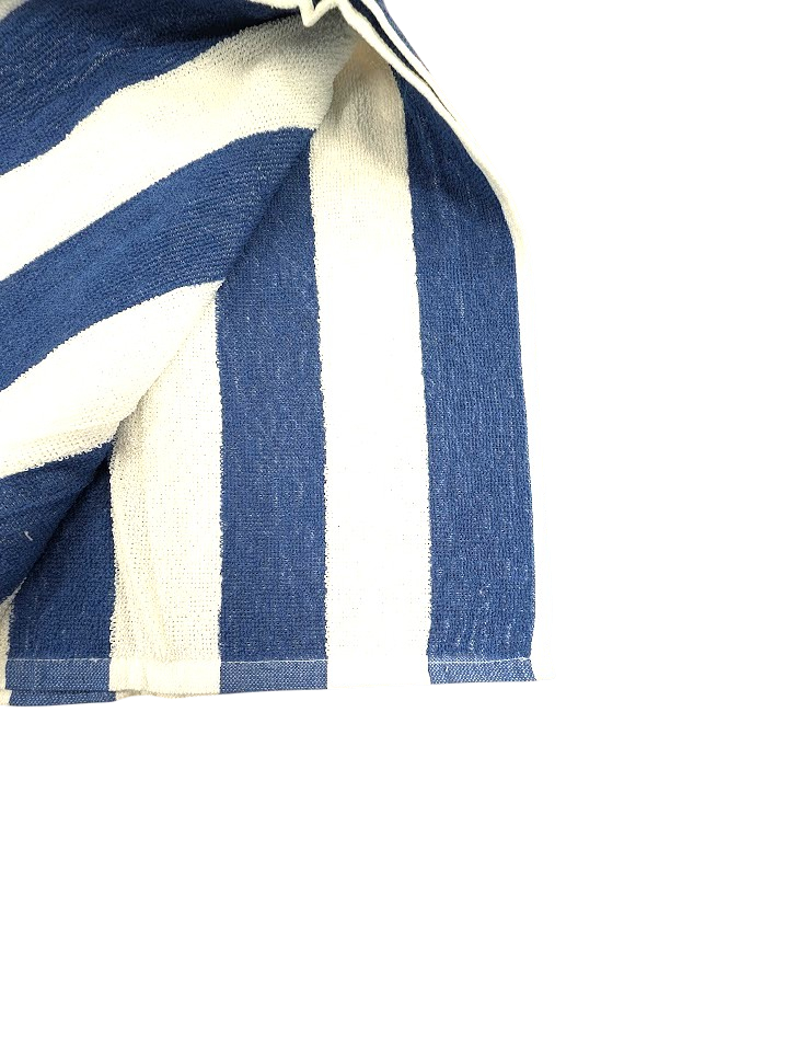 Navy Striped Bath Towel 100% Cotton - Image 2