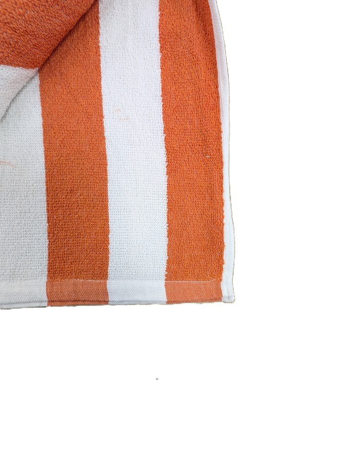 orange striped towel with orange and white striped on white background